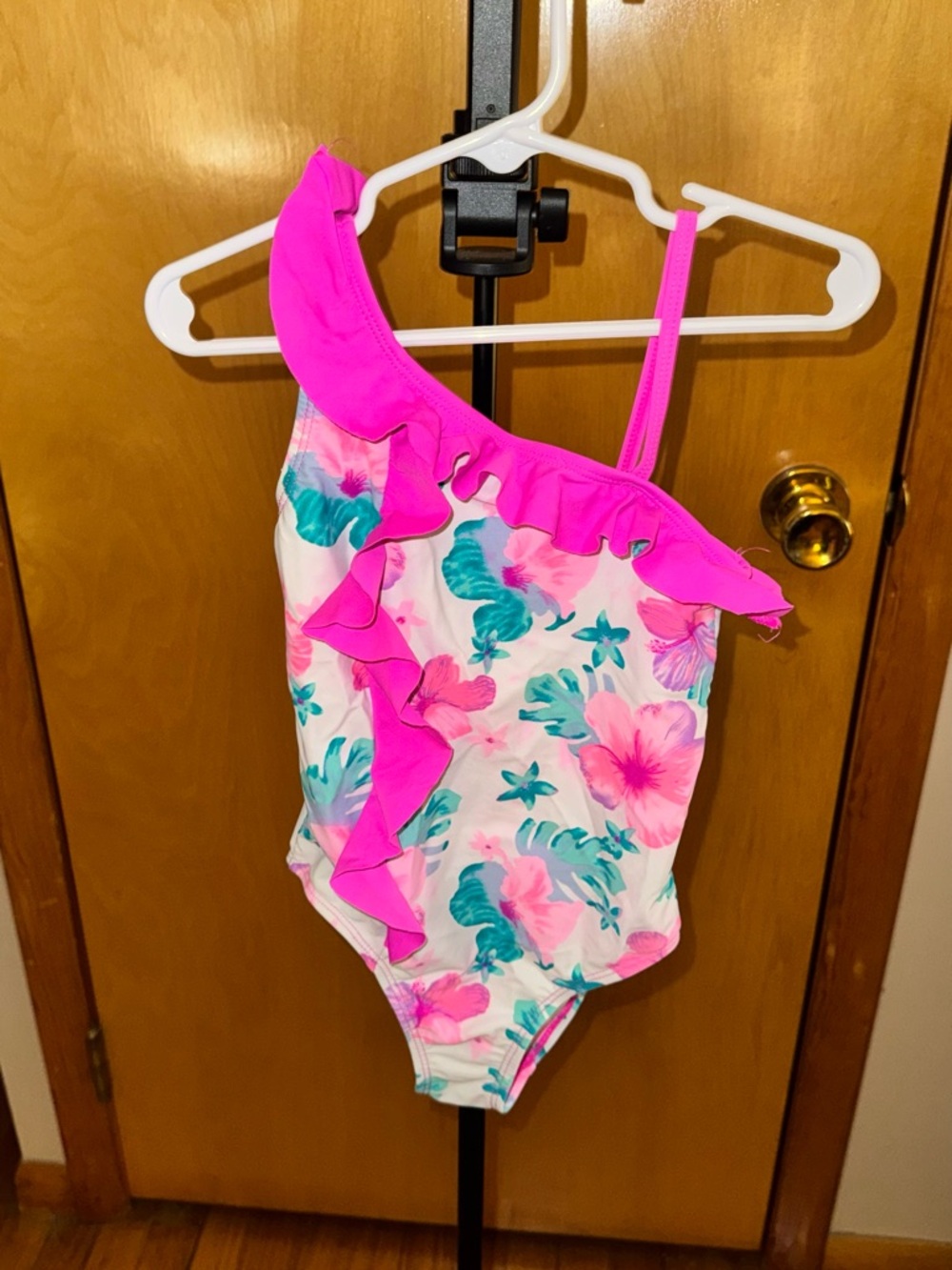 Joe Boxer Hot Pink One-Shoulder Floral Swimwear